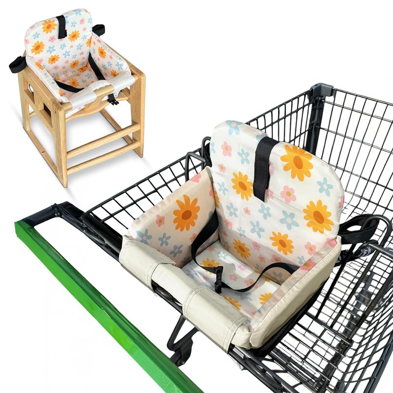 JoSeat Shopping Cart Seat Cover for Baby, High Chair & Grocery Seat Protector, Padded Chair Covers for Restaurant Seats, Unisex Machine Washable Grocery Cart Liner & Swing Insert – Floral - Image 1